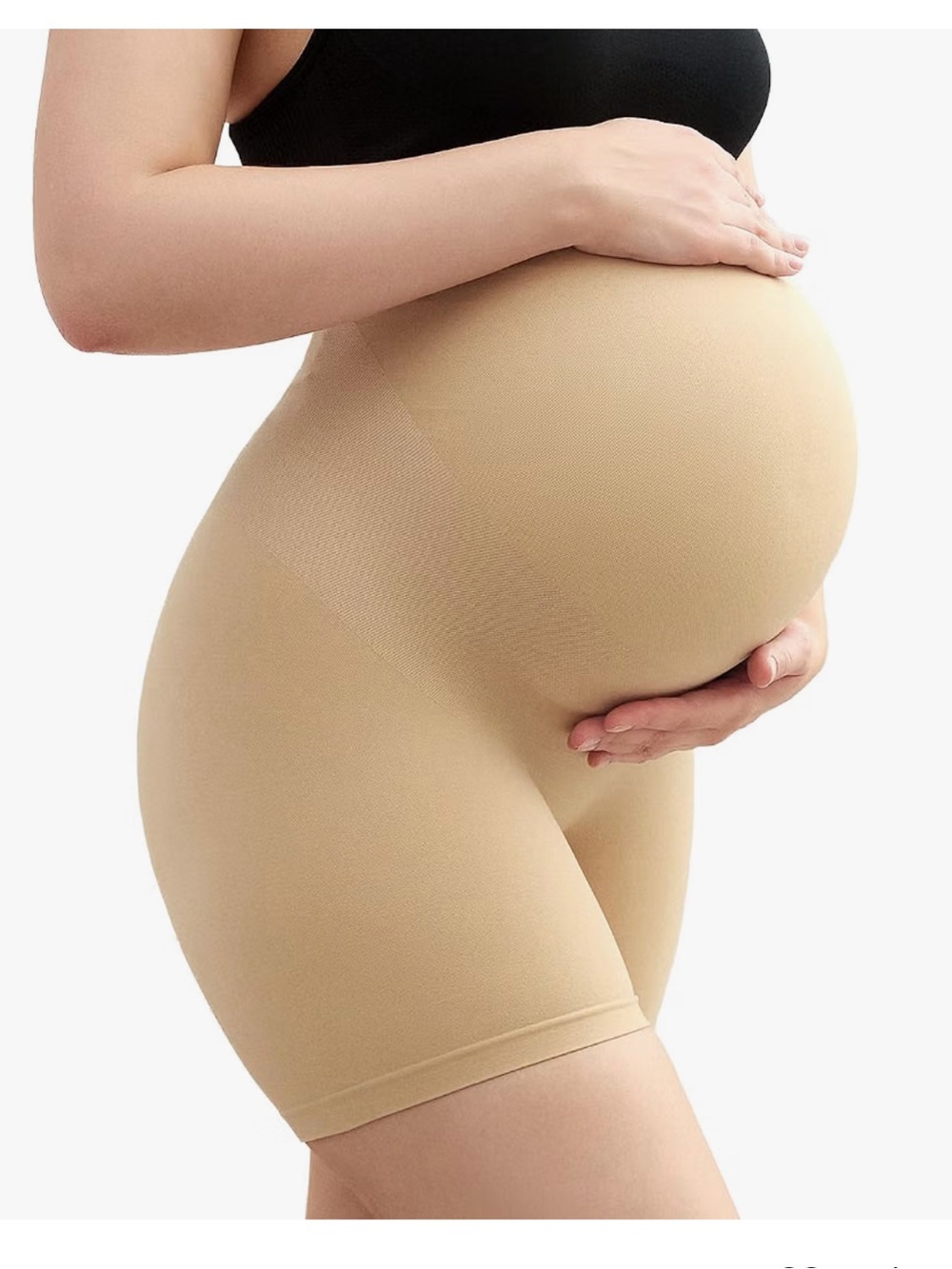 Seamless maternity High-Waist Shaping Shorts in Camel